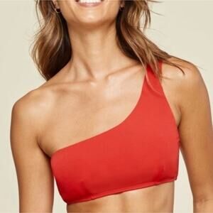 NWT Andie Wynwood Cherry Red One Shoulder Swim Top Bralette XL 16